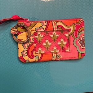 Vera Bradley floral zip ID case key chain.